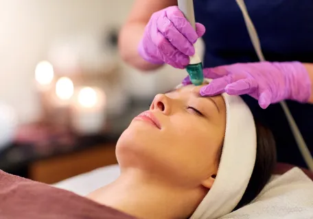Facial treatment in progress